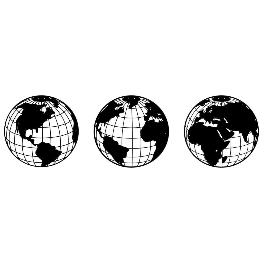 Homemania Dekoracja ścienna World, 140x41 cm, stalowa, czarna Homemania