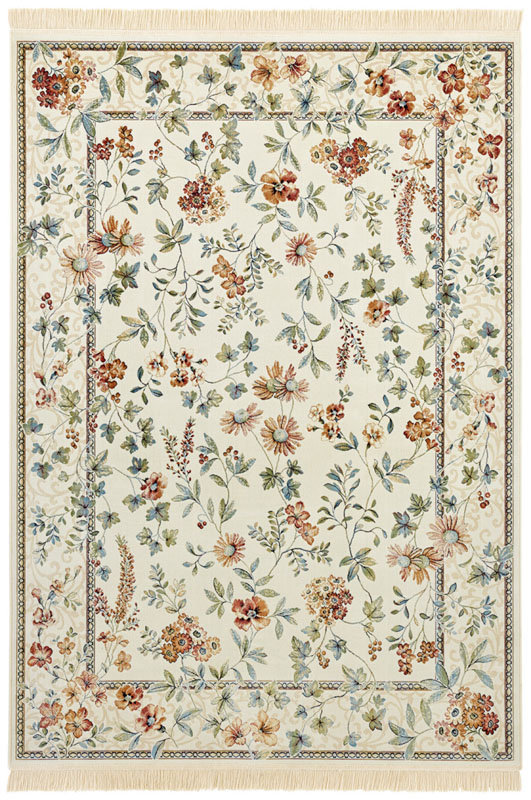 Żółty dywan z domieszką bawełny Nouristan Oriental Flowers, 95x140 cm