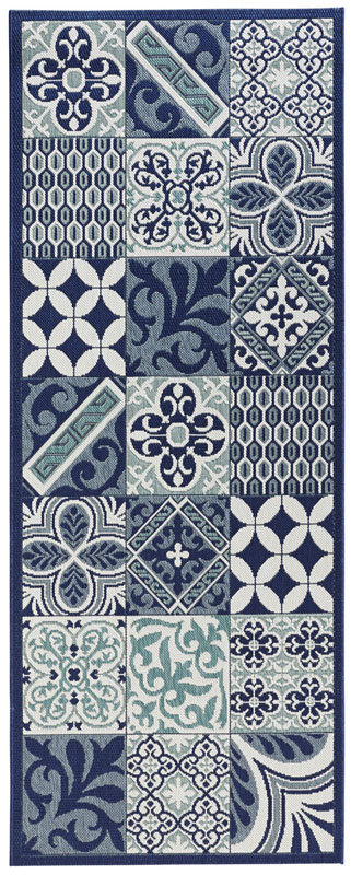 Zala Living Designerska chodnik kuchenny chodnik tkanina płaska Accent imitacja płytek Niebieski 80 x 200 cm 102682-80x200