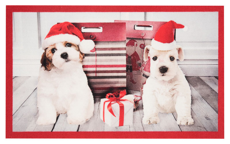 HANSE Home hanse Home wzornictwo mata na podłogę mata zatrzymująca brud Christmas Dogs i świąt Bożego Narodzenia psów, poliamid, czerwony, 45 x 75 x 0.7 cm 103043