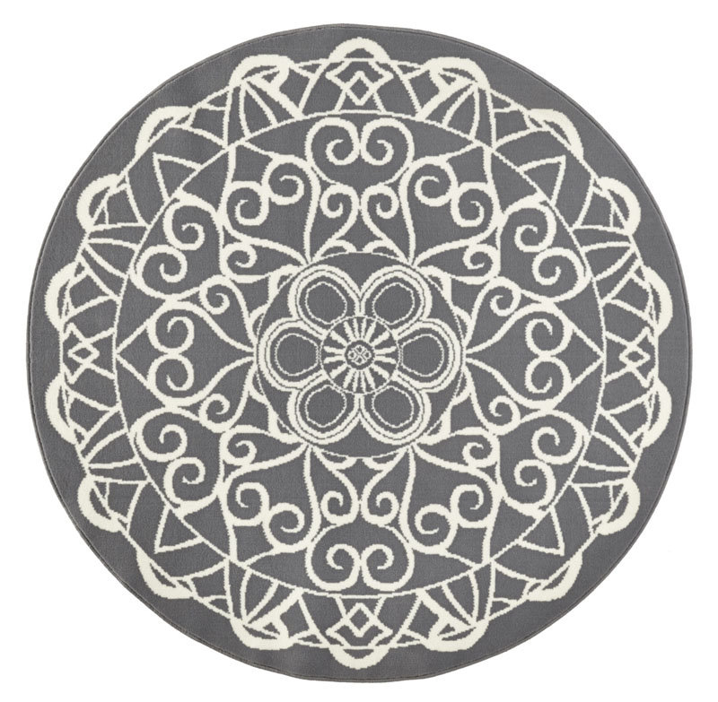 Zala Living Stylowy welurowy dywan mandala szara okrągła 102568-140