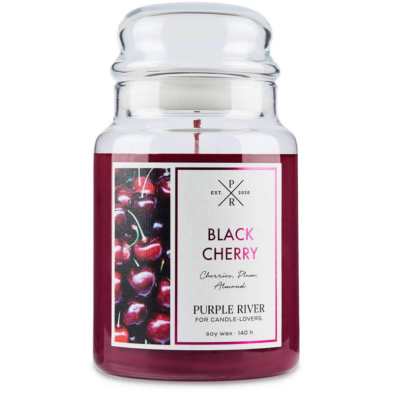 Purple River sojowa naturalna świeca zapachowa w szkle 22 oz 623 g - Black Cherry