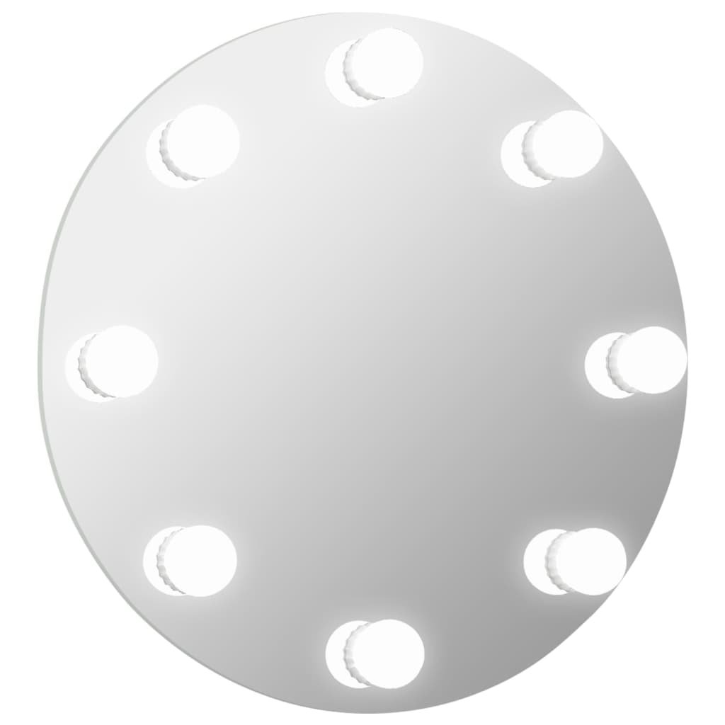 vidaXL Lustro ścienne z lampkami LED, okrągłe, szklane