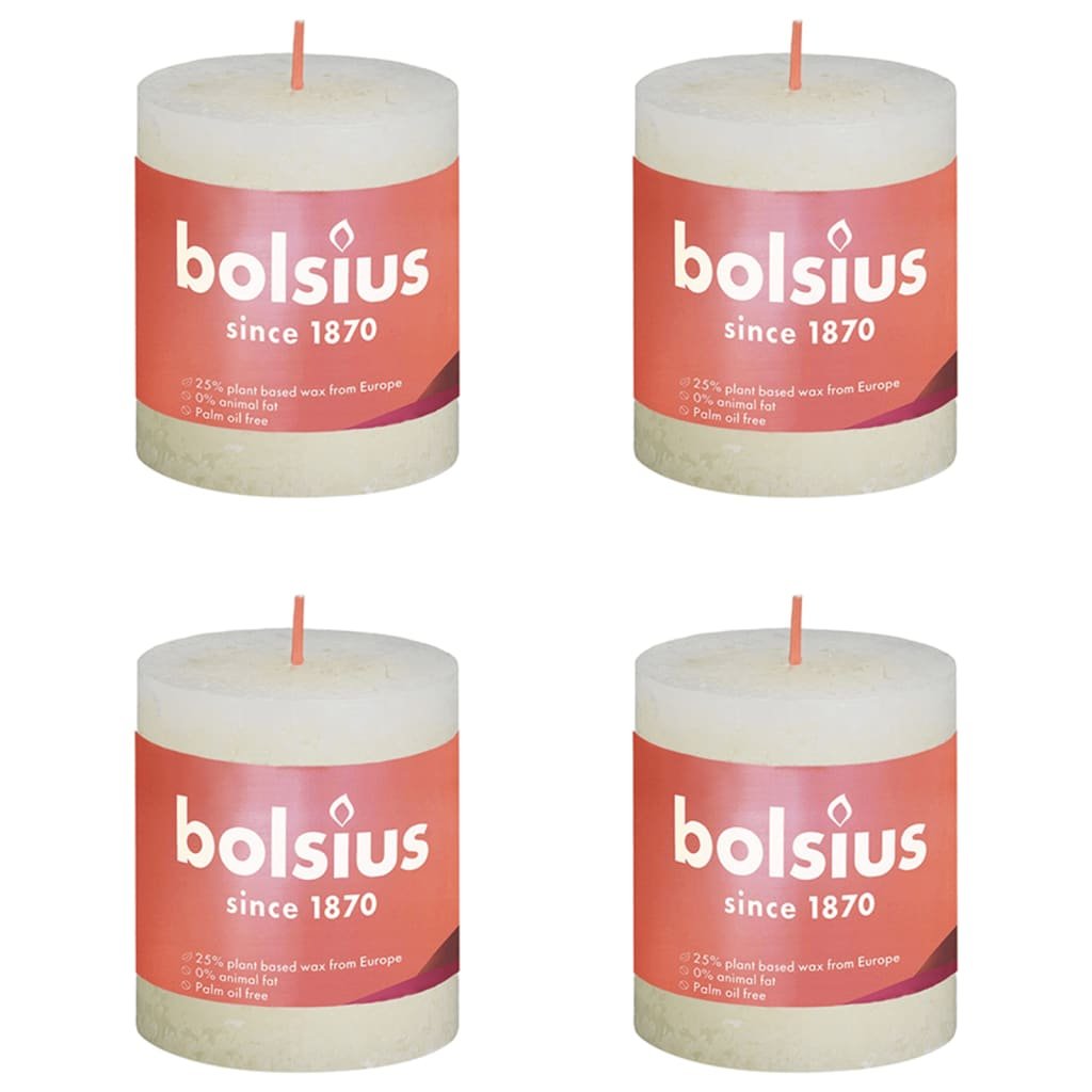 Bolsius Rustykalne świece pieńkowe Shine, 4 szt., 80x68 mm, perłowe