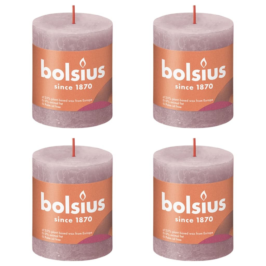 Bolsius Świece pieńkowe Shine, 4 szt., 80x68 mm, popielaty róż