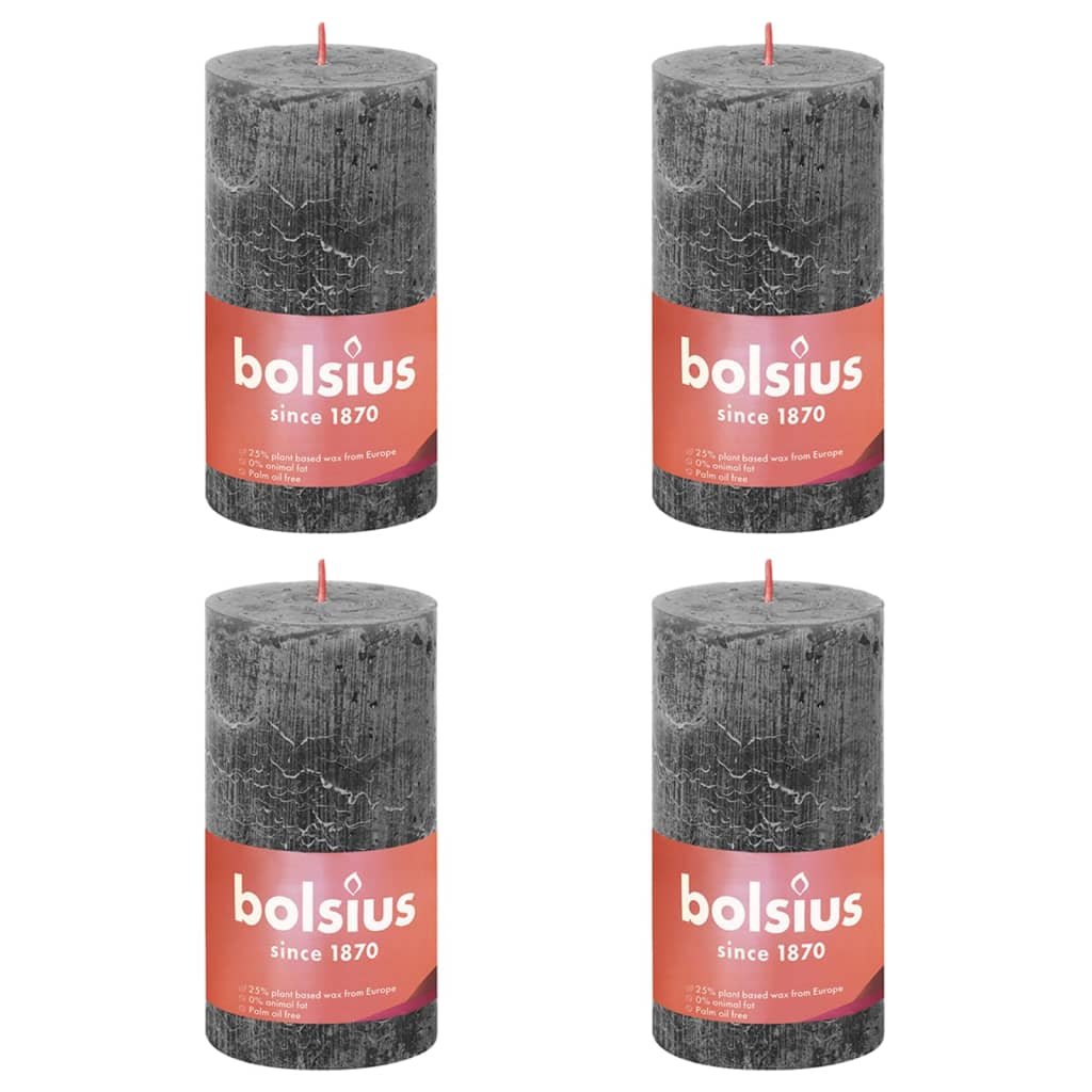 Bolsius Świece pieńkowe Shine, 4 szt., 130x68 mm, szarość burzy