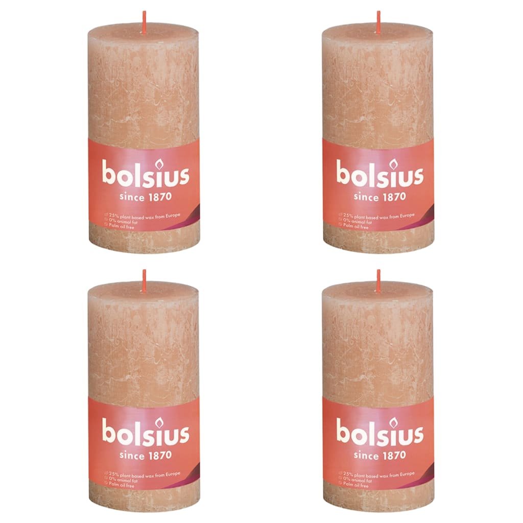 Bolsius Świece pieńkowe Shine, 4 szt., 130x68 mm, mglisty róż