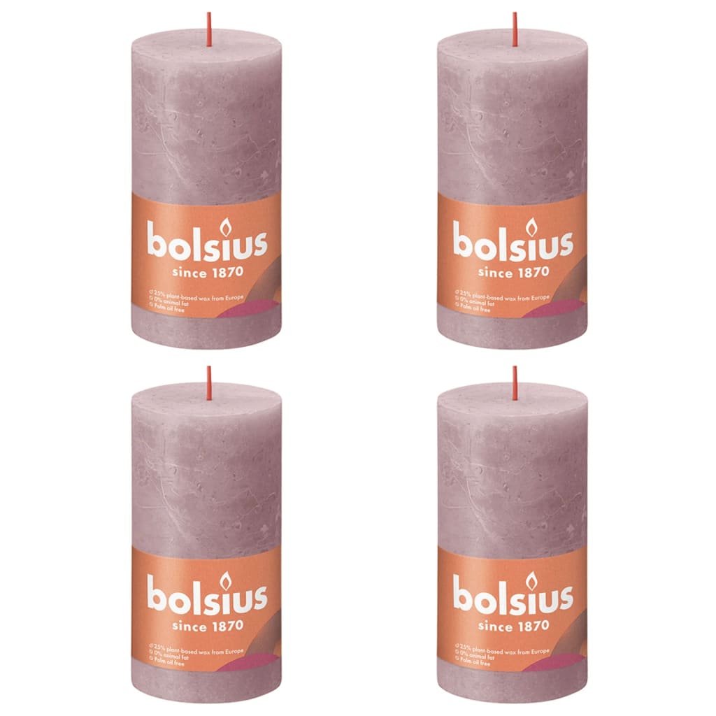 Bolsius Świece pieńkowe Shine, 4 szt., 130x68 mm, popielaty róż