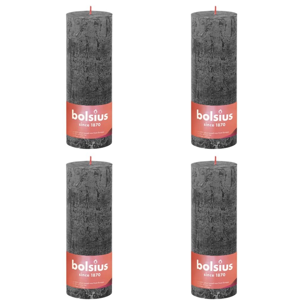 Bolsius Świece pieńkowe Shine, 4 szt., 190x68 mm, szarość burzy