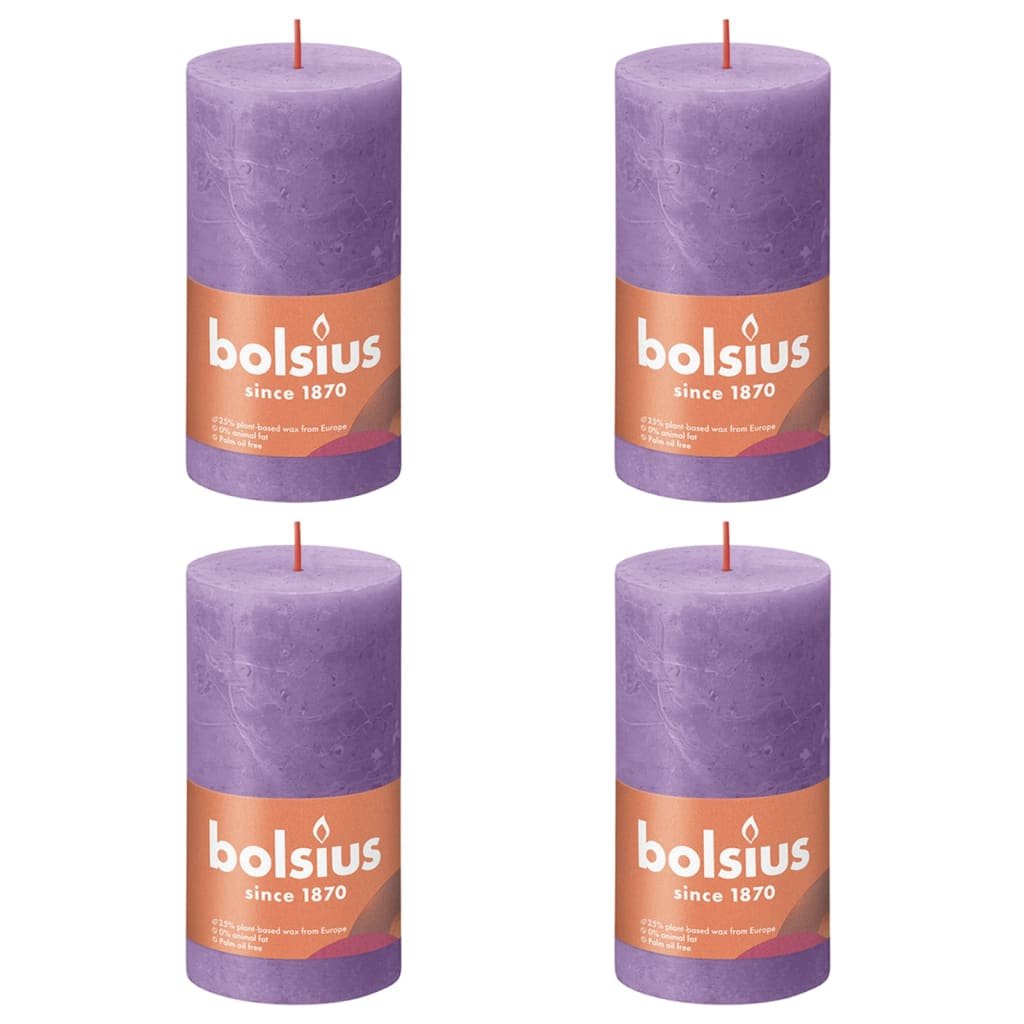 Bolsius Świece pieńkowe Shine, 4 szt., 130x68 mm, żywy fiolet