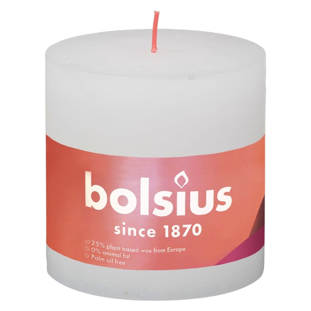 Bolsius Rustykalne świece pieńkowe Shine, 3 szt., 100x100 mm, białe Sfeerpunt