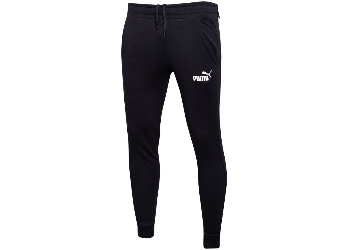 PUMA SPODNIE MĘSKIE DRESOWE BAWEŁNIANE ESS  SLIM PANTS TR BLACK 586749 01 - Rozmiar: XXL