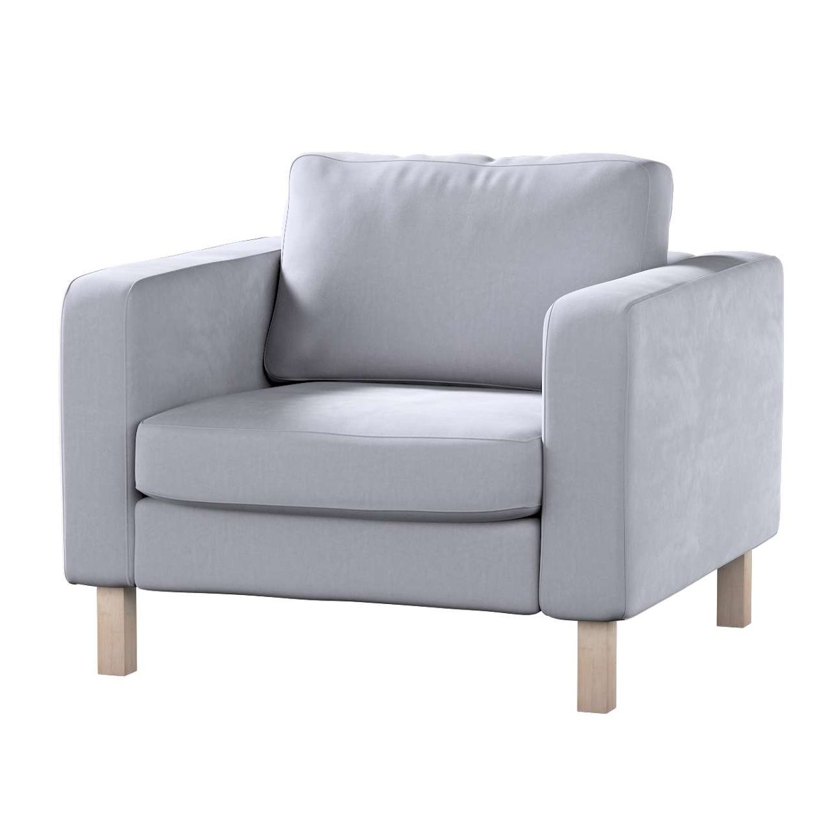 Dekoria pl pl Pokrowiec na fotel Karlstad krótki srebrzysty szary 89 x 89 x 64 cm Velvet 619-704-24