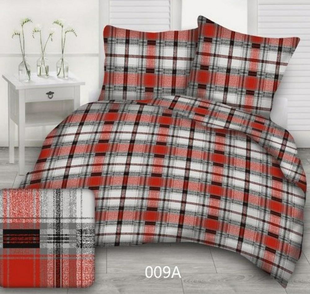 Karo Pościel z kory 180x200 czerwona krzyś kratka 100% bawełna na guziki MKO-2333352