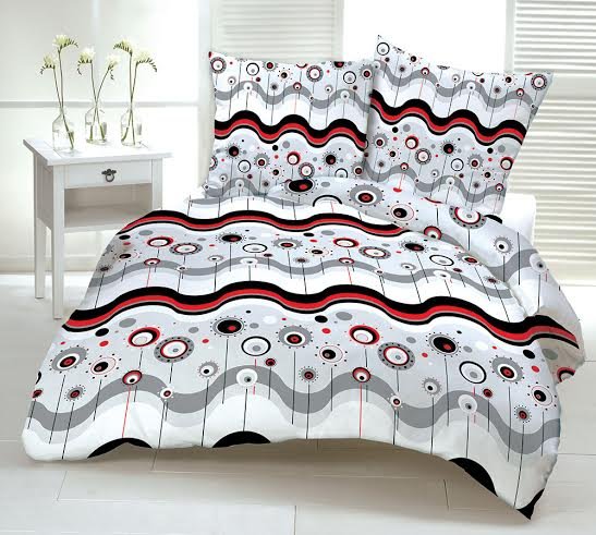 Pościel z kory 160x200 014C Lizaki szare czerwone czarne guziki 100% bawełna gruba