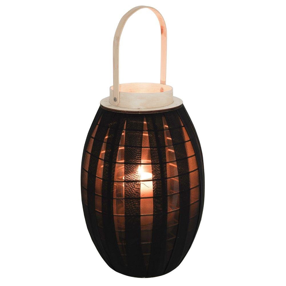 Home Styling Collection Lampion latarnia ze szklanym wkładem czarny ogrodowy dekoracyjny 39,5x25 cm