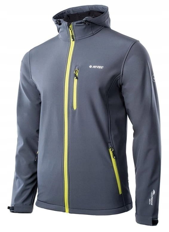 Hi-Tec, CAEN, Kurtka męska z kapturem, Softshell, szara,  XL