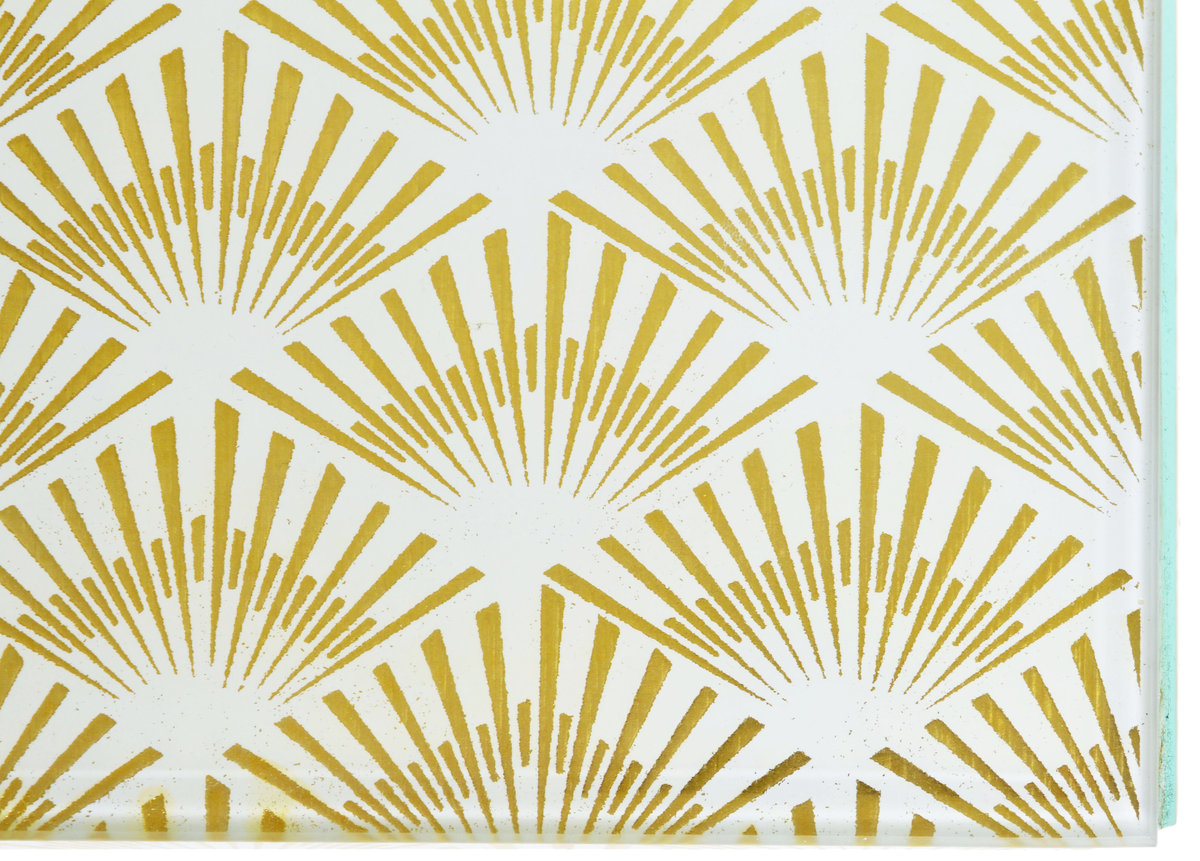 Szkatułka szklana  w złote wzory, EWAX, złota, 18x13x7,5 cm