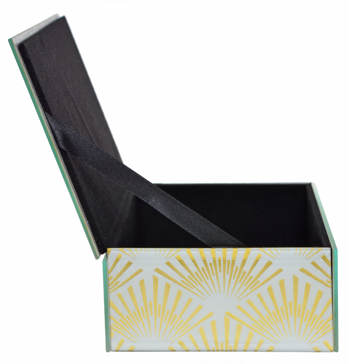 Szkatułka szklana w złote wzory, EWAX, złota, 15,5x11,5x5,5 cm