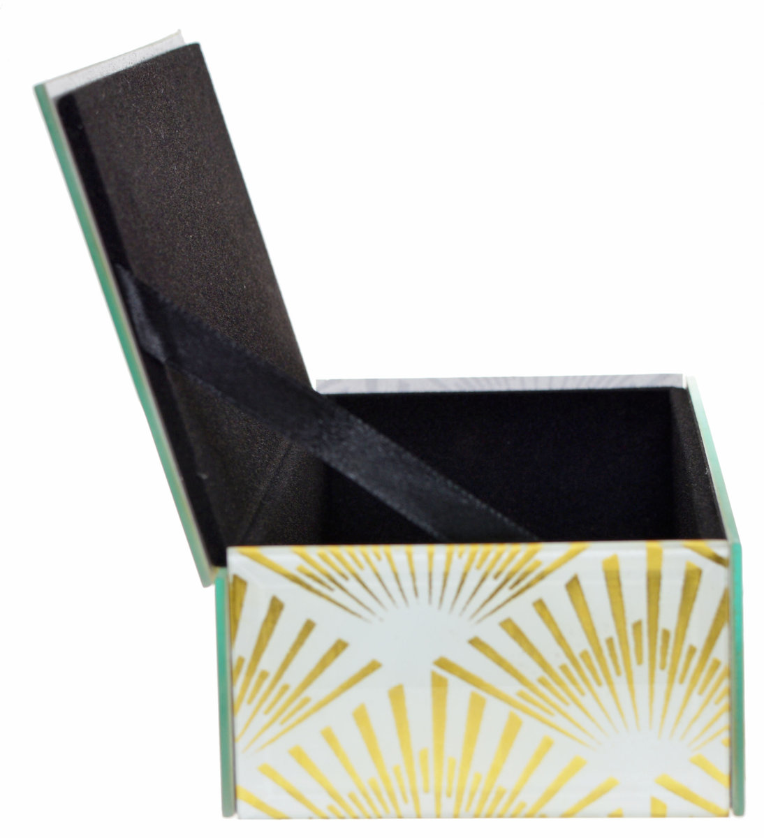 Szkatułka szklana w złote wzory podłużna, EWAX, 20x9,5x5,5 cm