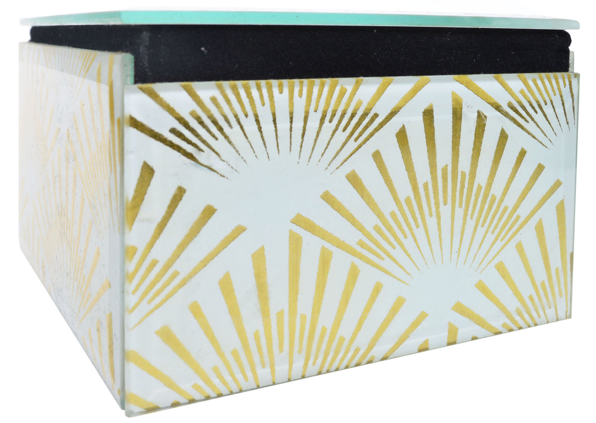 Szkatułka szklana w złote wzory, EWAX, 11x11x6,5 cm