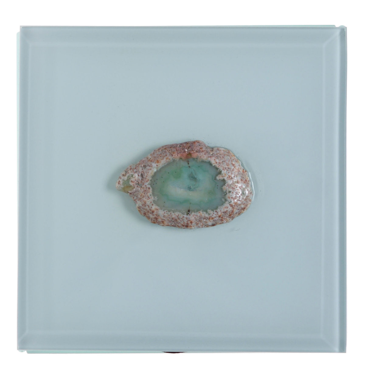 Szkatułka szklana z kamieniem, EWAX, 11x11x7 cm