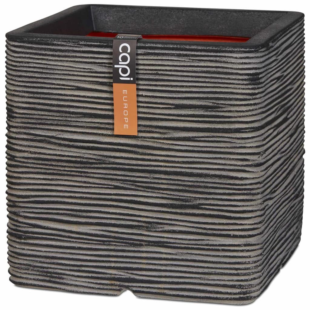 Nature Capi Kwadratowa donica Rib, 30 x 30 cm, antracytowa, KOFZ902 Capi Europe