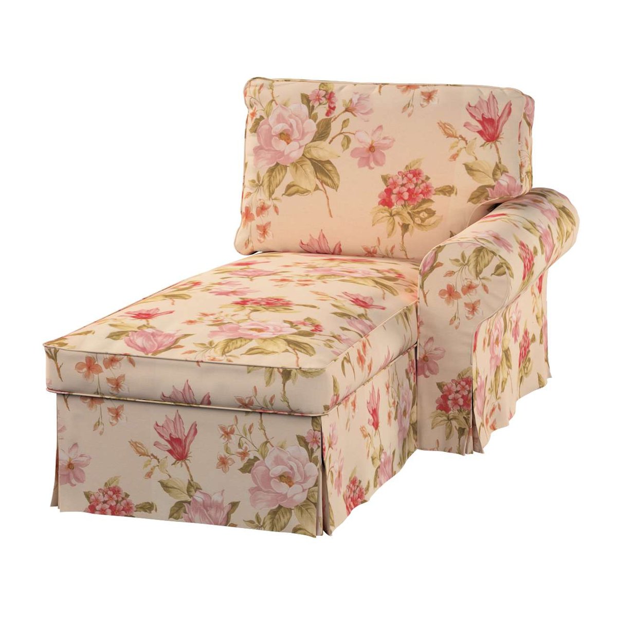Pokrowiec na szezlong Ektorp prawy, duże kwiaty na kremowym tle, 84 x 166 x 73 cm, Londres
