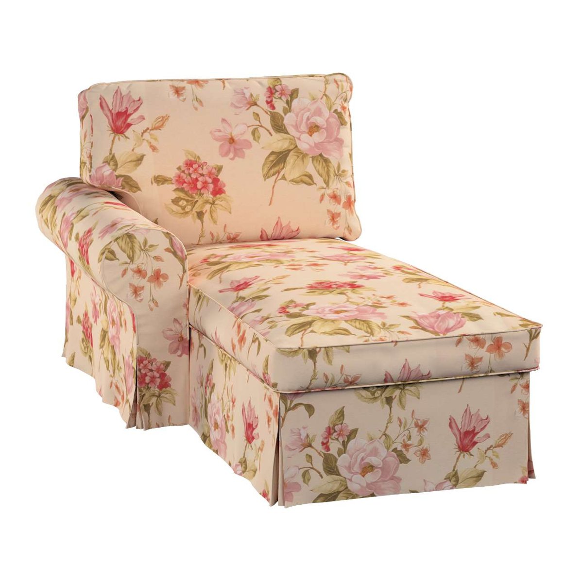 Pokrowiec na szezlong Ektorp lewy, duże kwiaty na kremowym tle, 84 x 166 x 73 cm, Londres