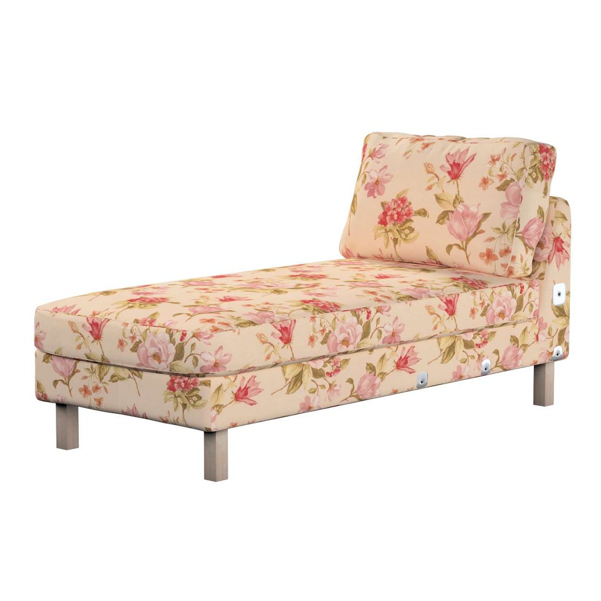 Pokrowiec na szezlong Karlstad dostawka, krótki, duże kwiaty na kremowym tle, 80 x 160 x 80 cm, Londres