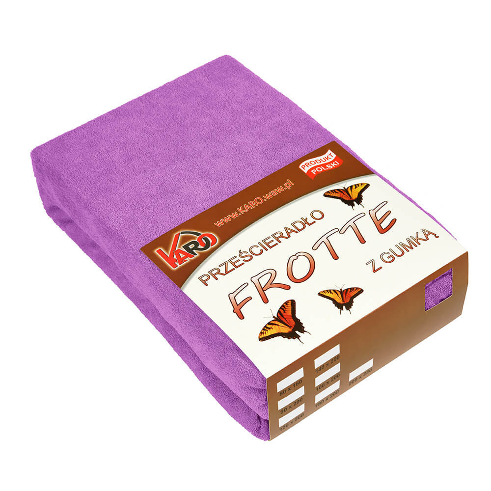 Prześcieradło frotte z gumką KARO 200x220 cm, fuksja 062 grube 200g/m2