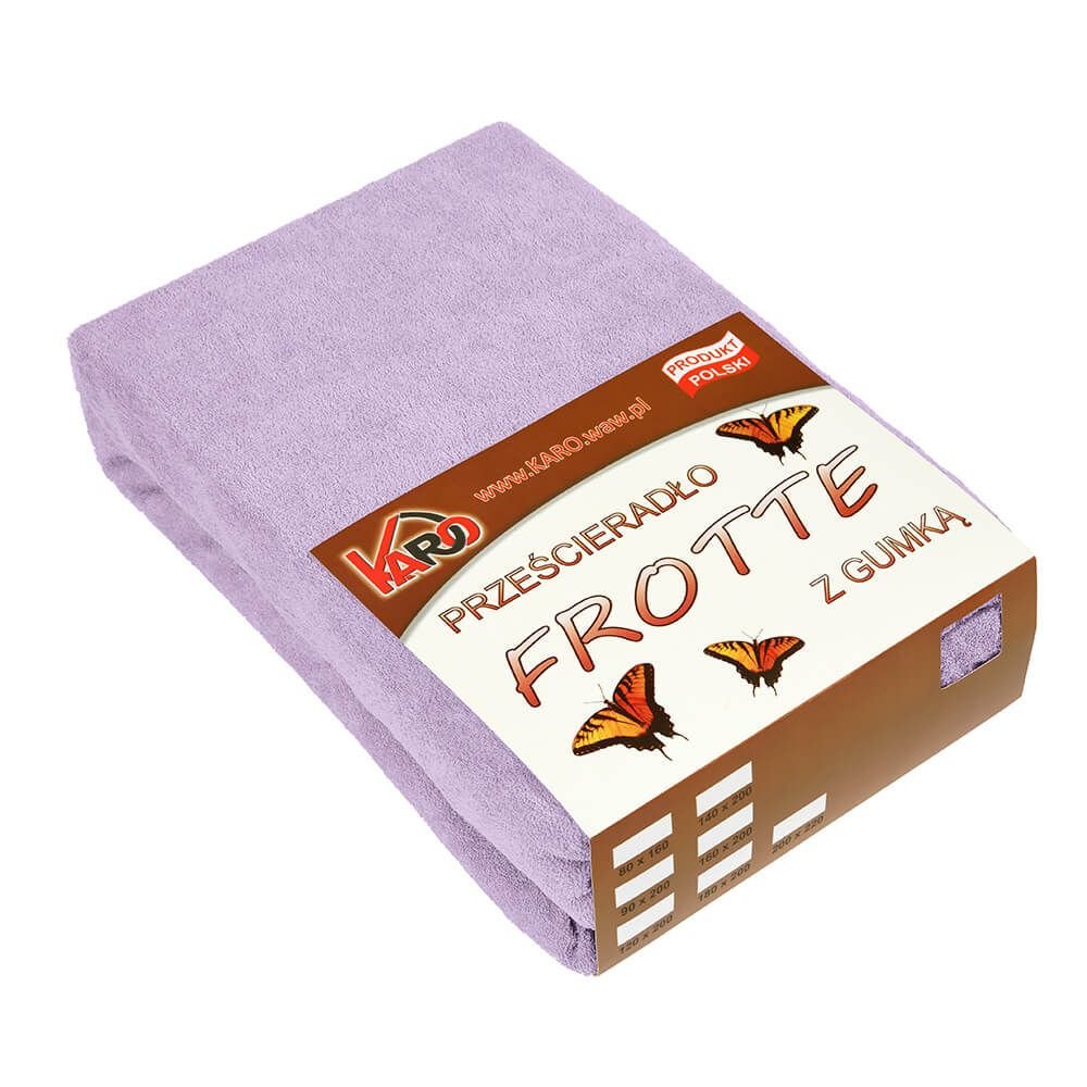Prześcieradło frotte z gumką KARO 200x220 cm, wrzosowe 036 grube 200g/m2