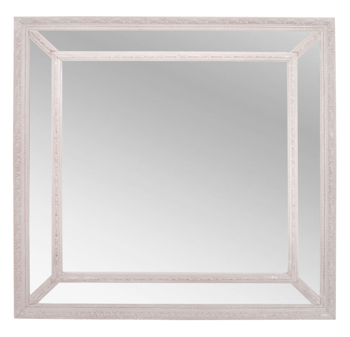 Ewax, Lustro kwadratowe w przecieranej ramie, 80x80 cm