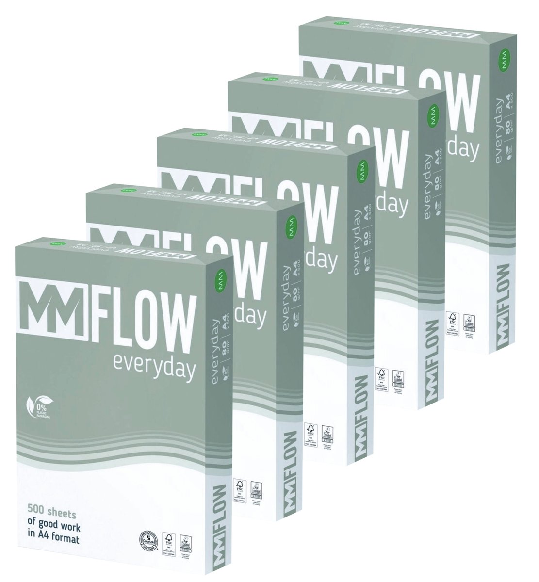 Papier ksero biały Flow A4 80 g/m2 5 ryz - karton