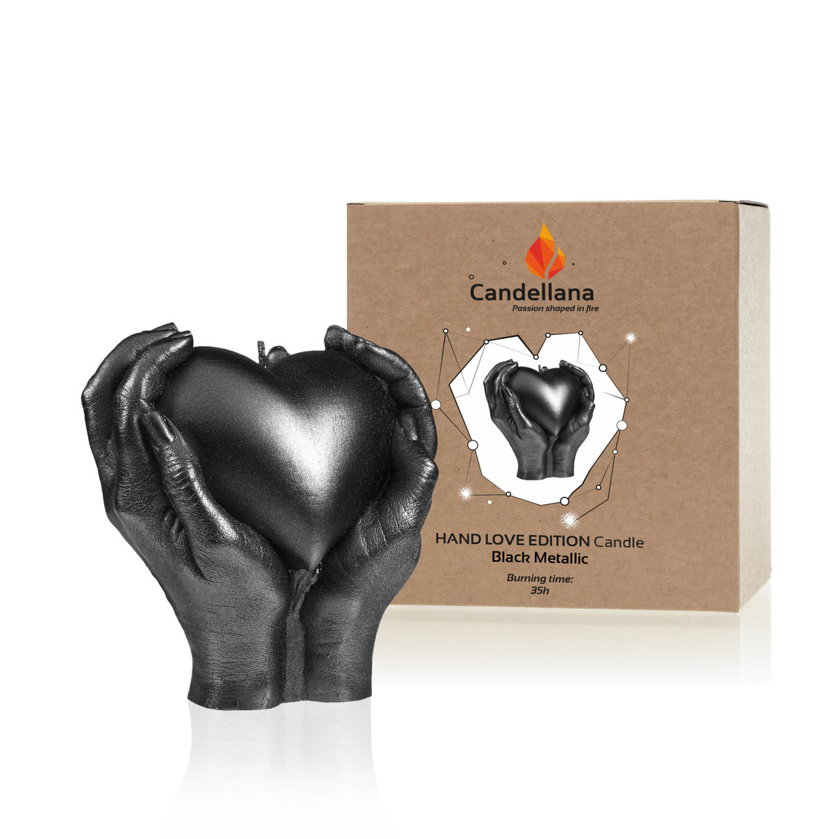 Świeca Candellana Hand Love Edition Black Metallic