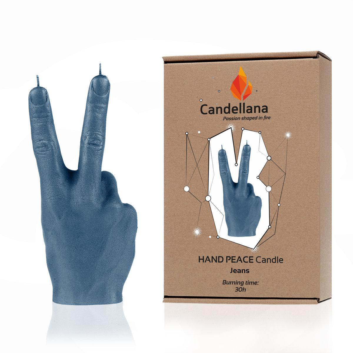 Świeca Candellana Hand PEACE Universal, Jeans