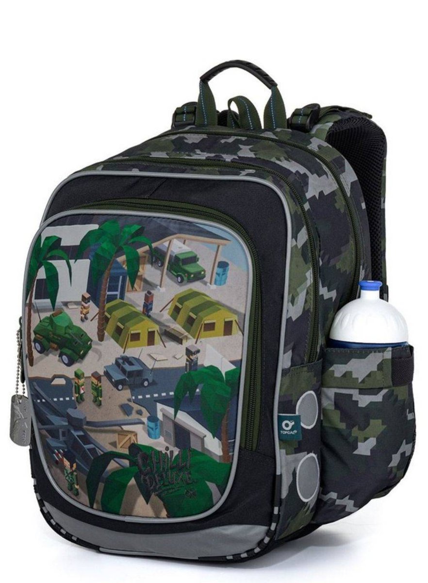 Topgal plecak szkolny, wojskowy wzór w stylu minecraft ENDY 21016 B