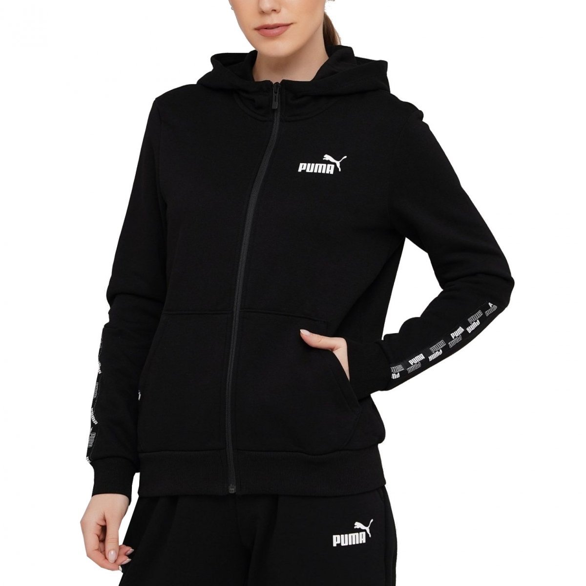 Puma Bluza Damska Z Kapturem Power Full Zip Hoodie 589537-01 Xs