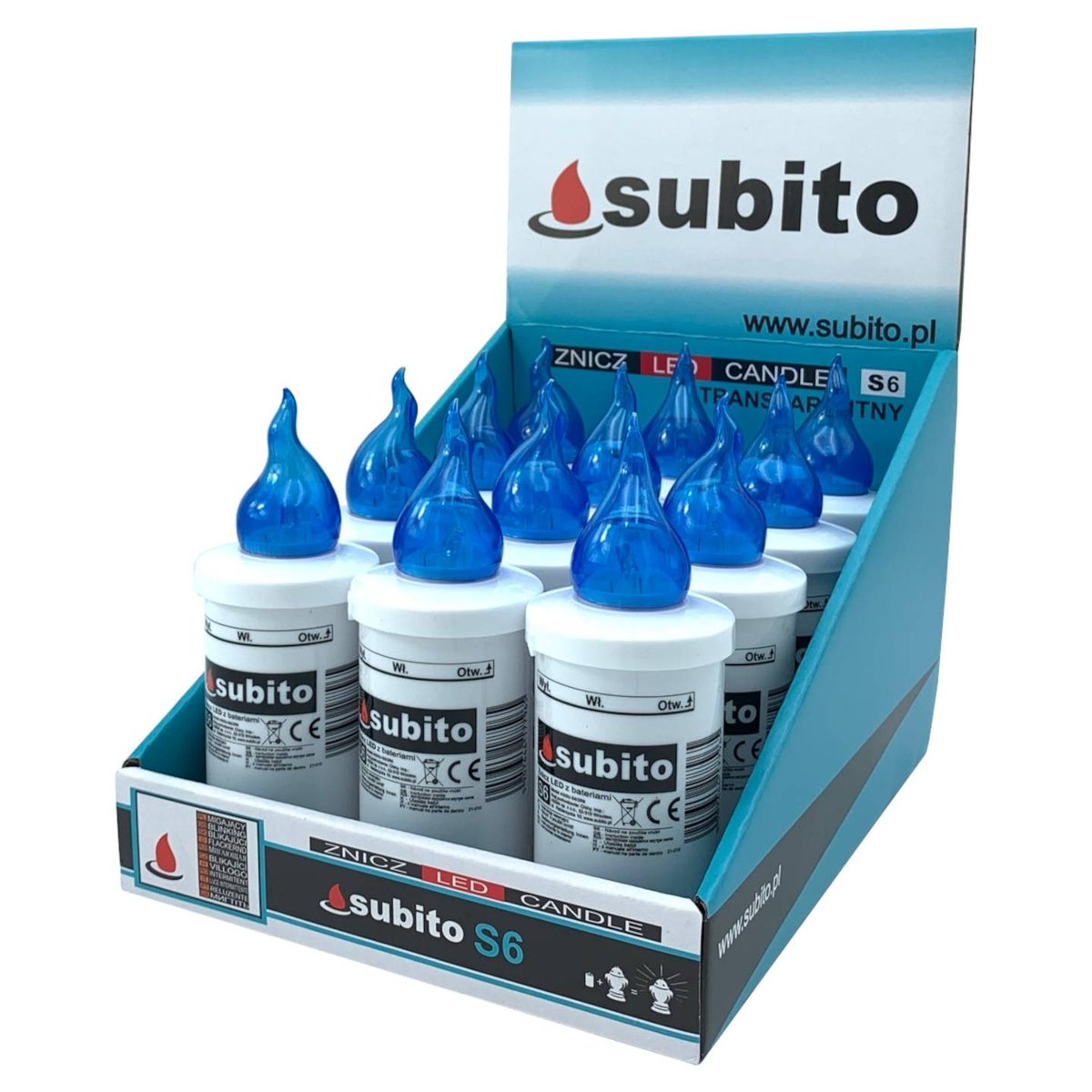 Wkłady Do Zniczy Led Subito S6 12 Sztuk Niebieskie