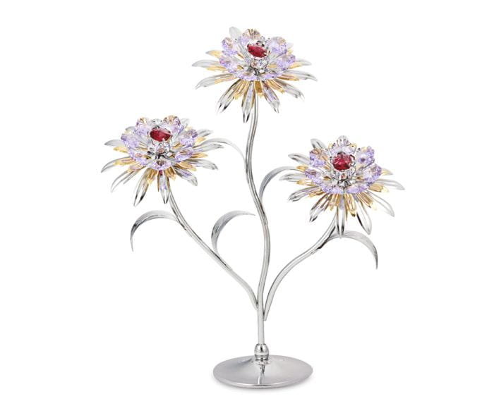Crystocraft, miniaturka-figurka chromowana SWAROVSKI/POTRÓJNE KWIATY