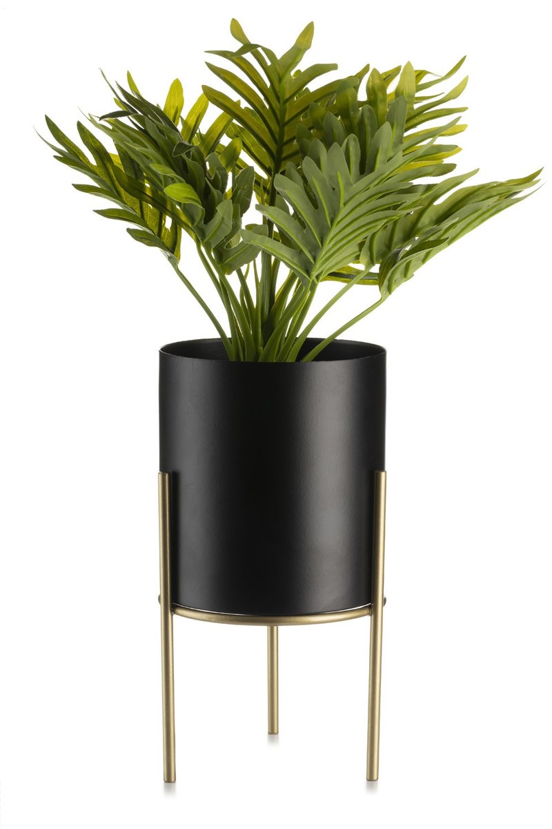 Kwietnik Nowoczesny Czarno Złoty 20 Loft Metalowy