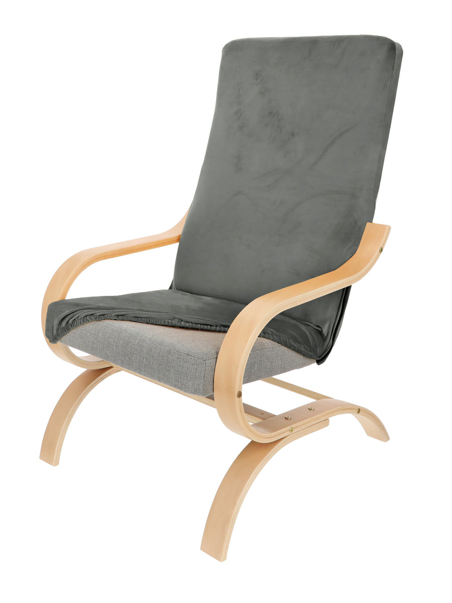 Pokrowiec na fotel finka szary welur elastyczny [21fc]