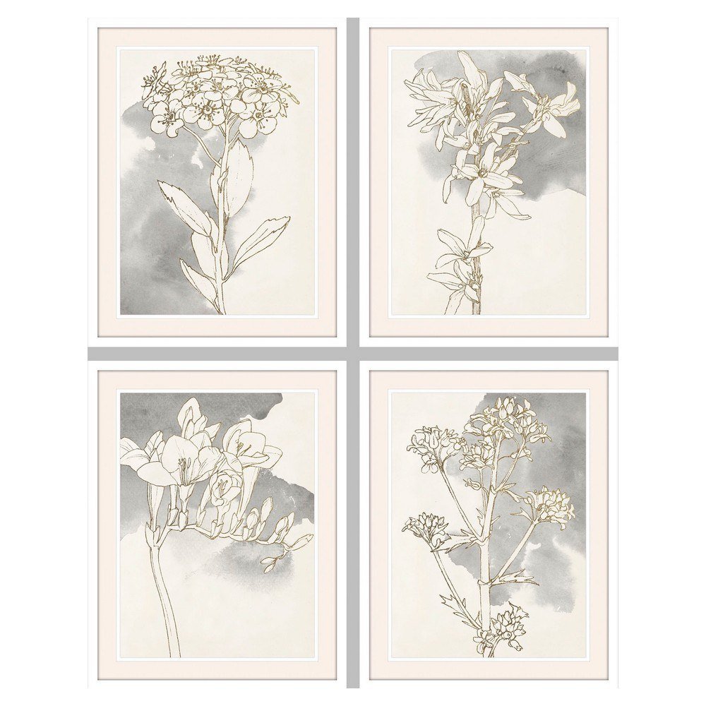 Emaga Obraz DKD Home Decor Kvety (55 x 2,5 x 70 cm) (4 Sztuk)