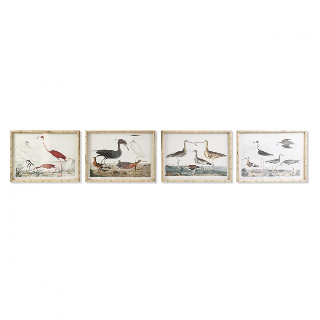 Emaga Obraz DKD Home Decor Ptaki Nowoczesny (60 x 2,8 x 45 cm) (4 Sztuk)