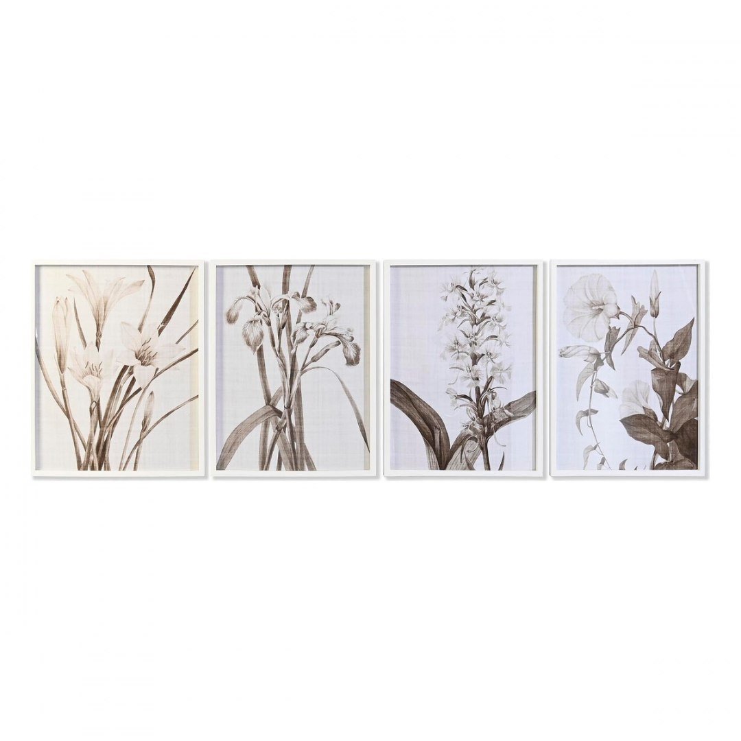 Emaga Obraz DKD Home Decor Szkło Brzoza Kvety (55 x 70 x 2,5 cm) (4 Sztuk)