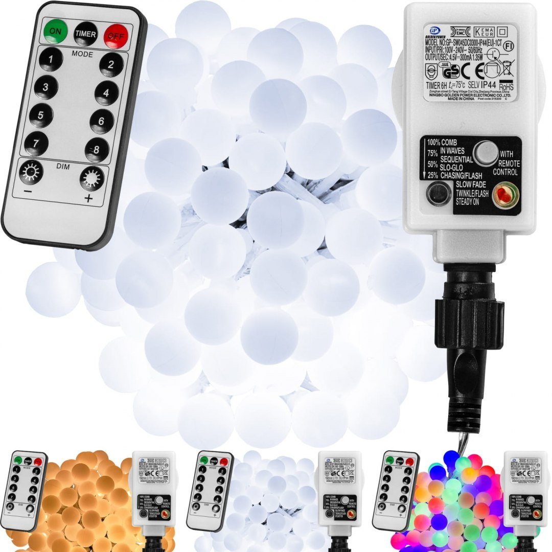 VOLTRONIC Oświetlenie imprezowe LED 20 m - zimna biała 200 diod + kont