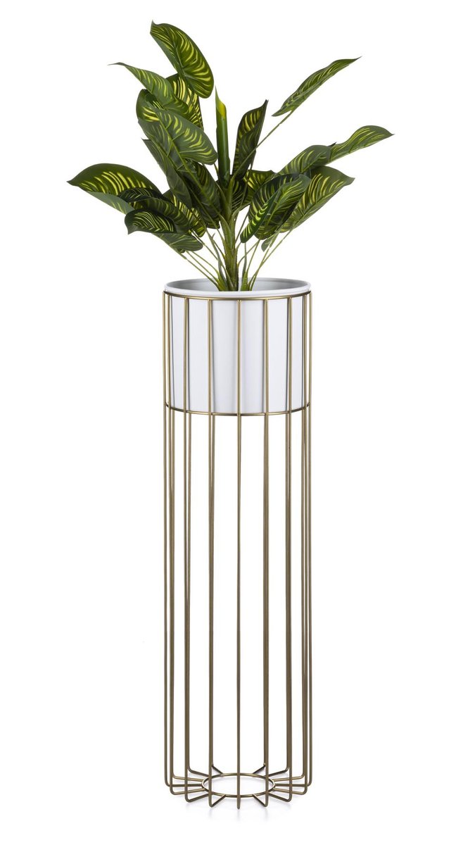 Kwietnik Nowoczesny 70 Złoto Biały Loft Geometryczny