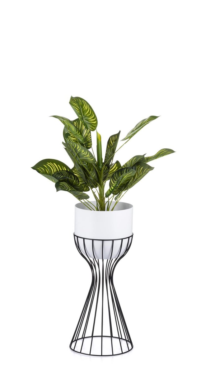 Kwietnik Stojący Z Osłonką Loft 46 Cm Czarno Biały Industrialny