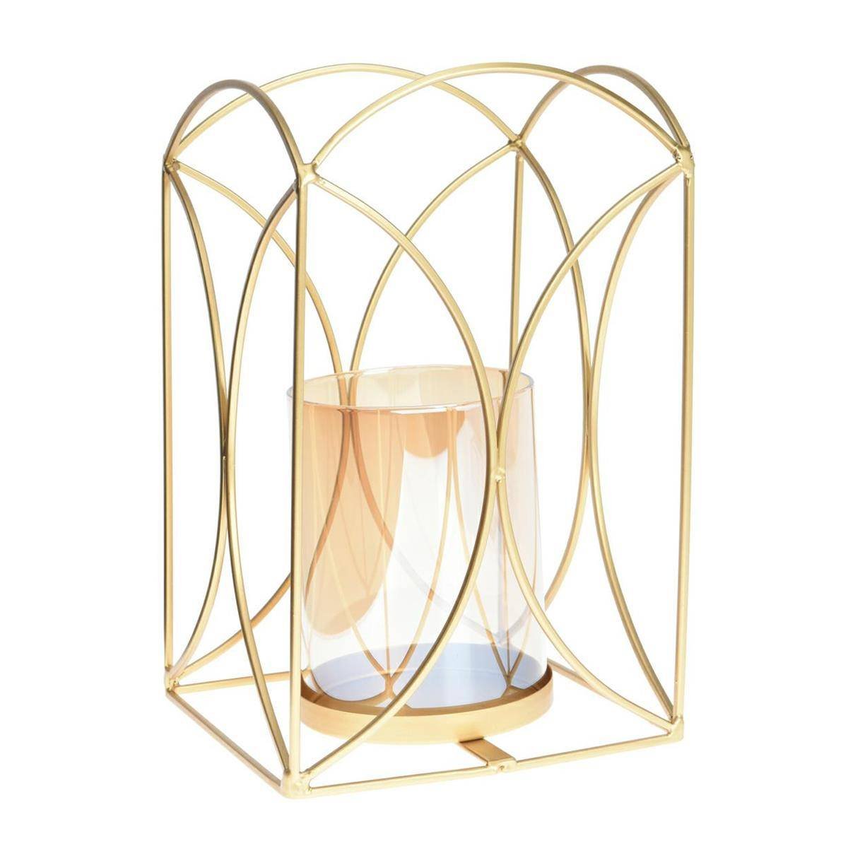 Świecznik Glamour Tealight Metalowy Złoty Lampion