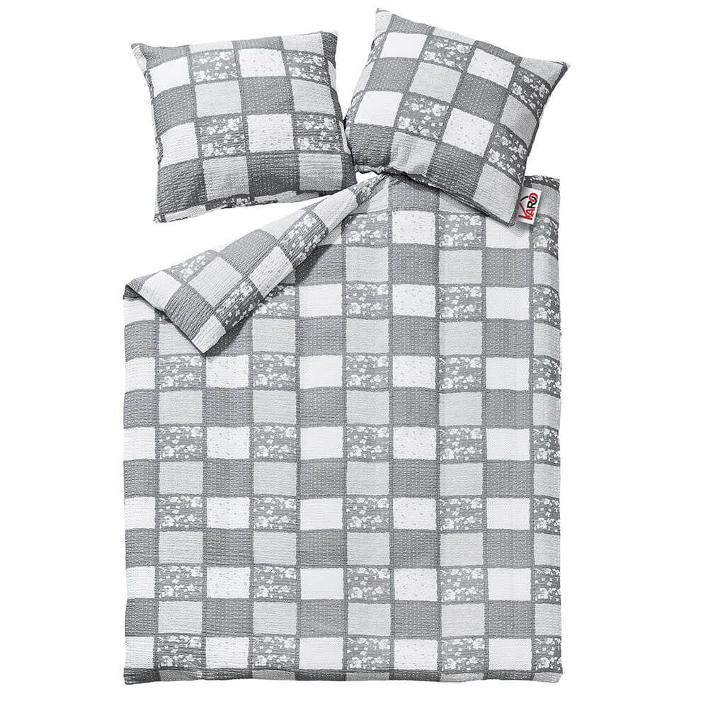 Pościel z kory 200x200 167 Paczłork falbanka szara biała na guziki 100% bawełna gruba